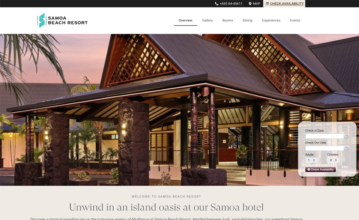 Samoa Beach Resort homepage