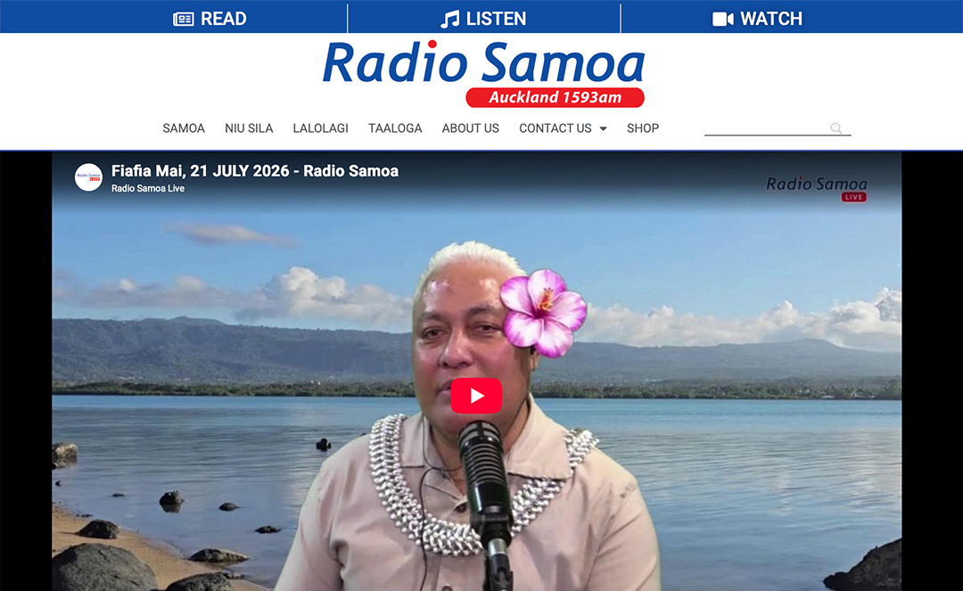 Radio Samoa livestream, embedded on the site