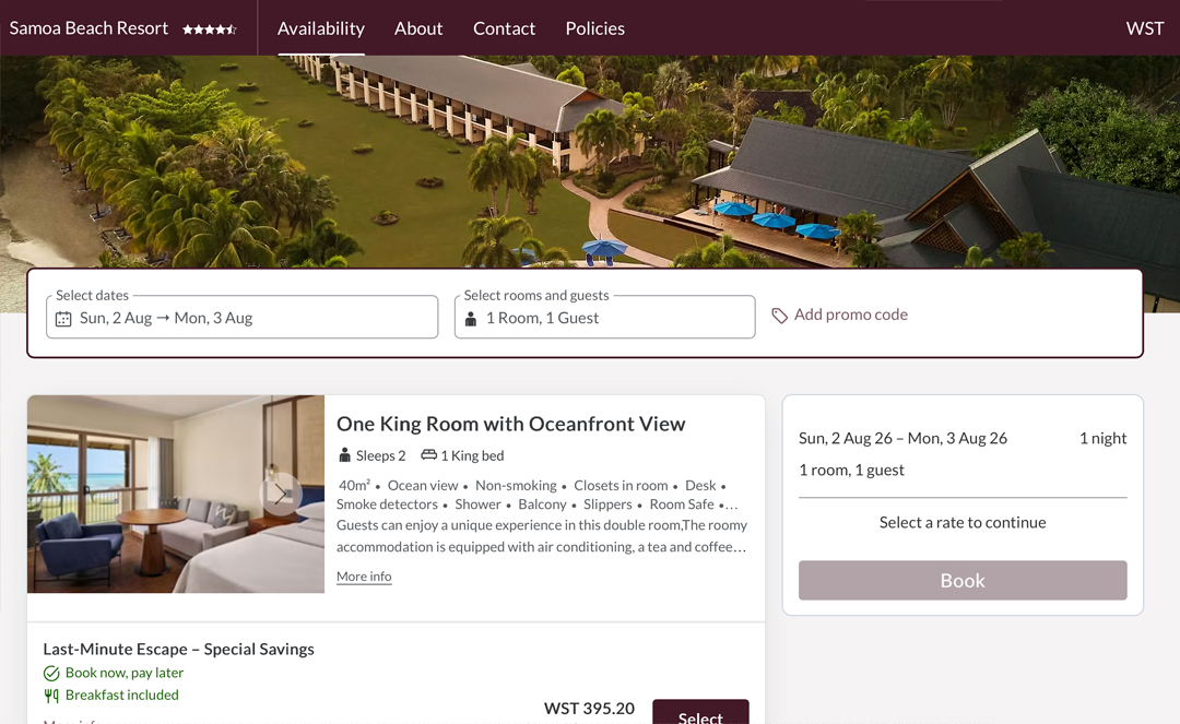 Booking, running on its own platform